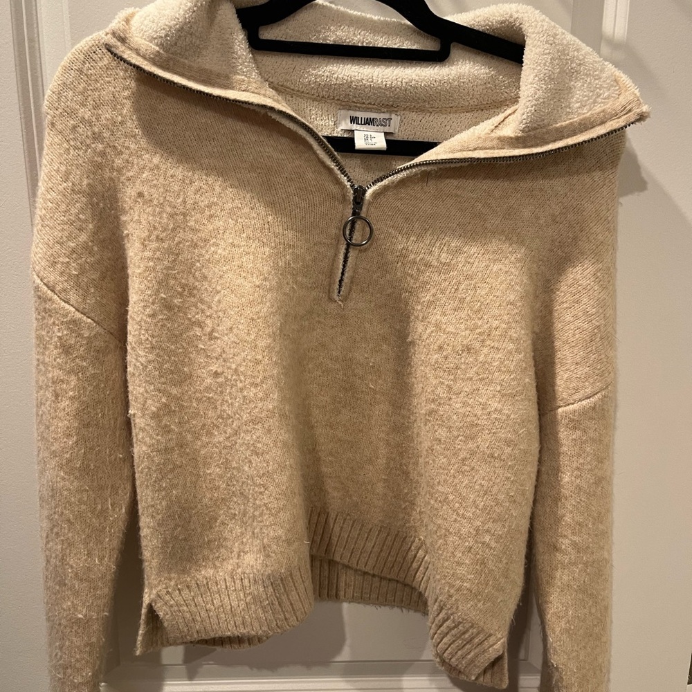 Wild Fable Beige Fuzzy Quarter Zip Sweater